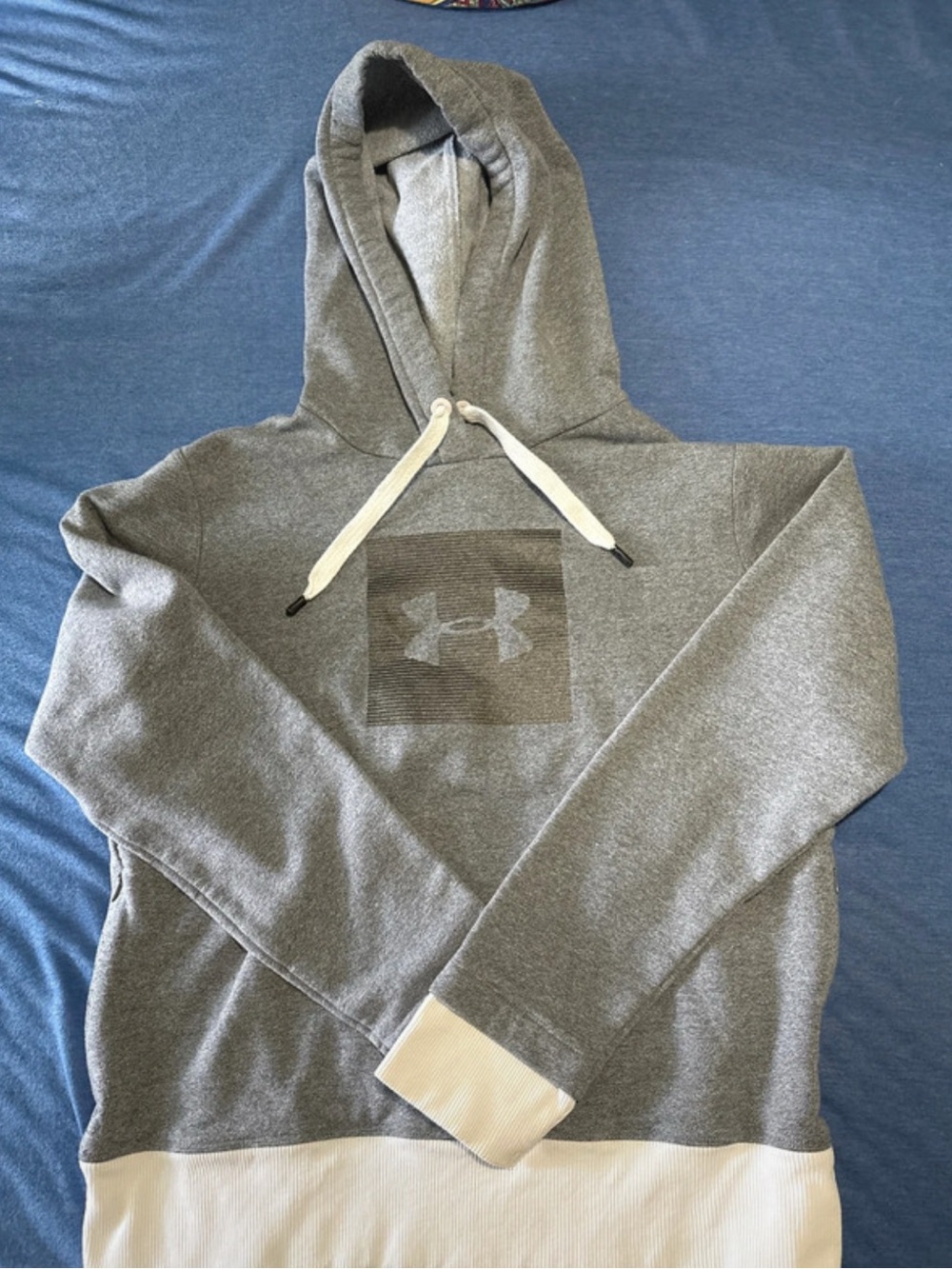 Under Armour Gray Hoodie with White Trim and Drawcords